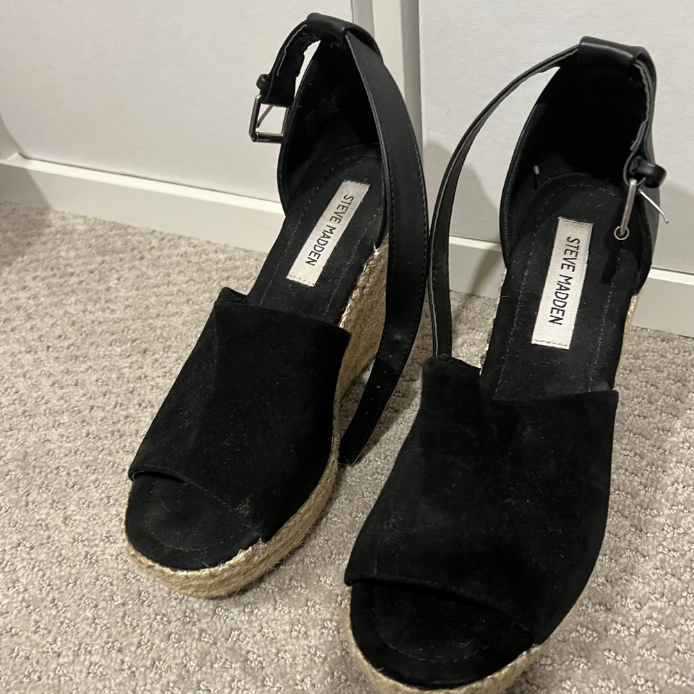 Black Steve Madden Espadrille Wedges